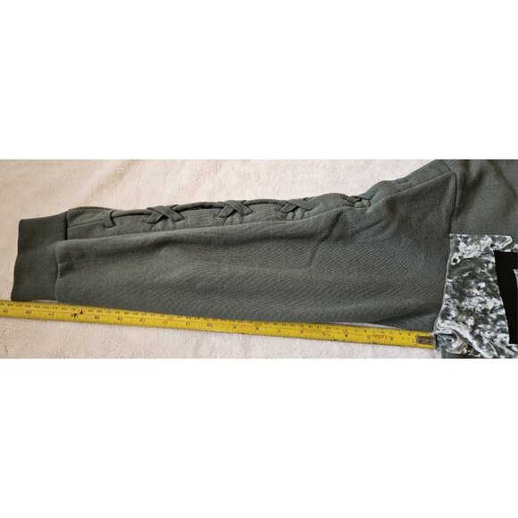 Victoria Secret Fleece Lined Cropped Pullover Sweatshirt Womens M Green Hooded - Picture 15 of 15
